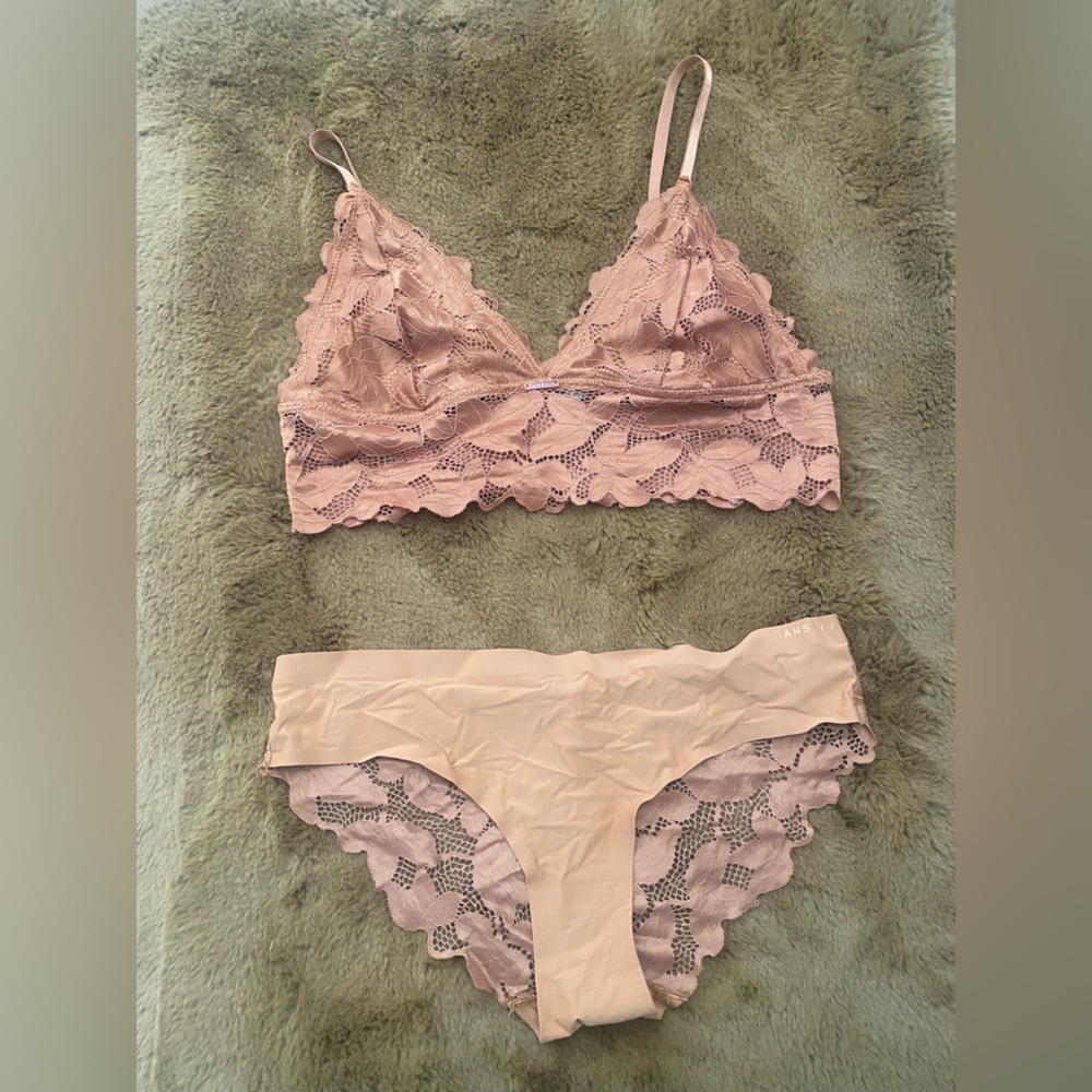 Danskin Lace Bralette‎ Panty Set Rust Women’s XL NWOT